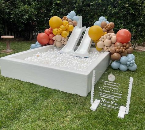 Ball Pit Party, Ball Pit With Slide, Kids Party Rentals, Play Zone, Ball Birthday Parties, Late Summer Weddings, Ball Birthday, Kids Slide, Big Balls