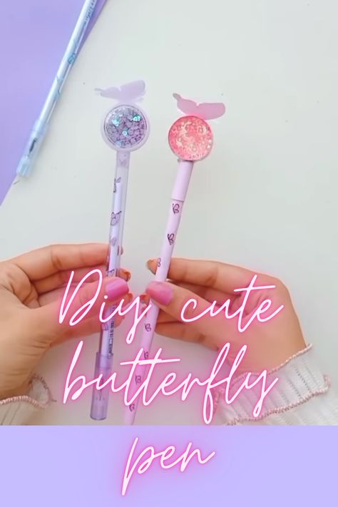 How To Make Cute Pens, Back To School Stationery, How To Make Butterfly, Butterfly Diy, Very Easy Rangoli Designs, Pen Diy, Diy Resin Projects, Paper Pencil, Cute Pens
