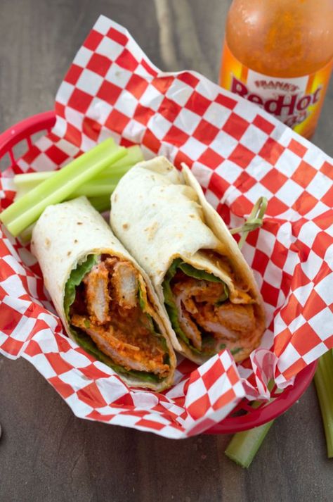 Baked Buffalo Chicken Tenders, Buffalo Chicken Wrap Recipe, Thai Chicken Wraps, Buffalo Chicken Wrap, Buffalo Chicken Tenders, Wraps Recipes Healthy, Buffalo Chicken Wraps, Frozen Chicken Nuggets, Recipe For Two