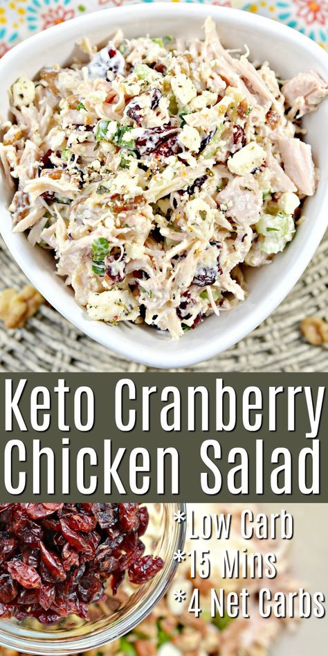 Keto Cranberry Chicken Salad Chicken Salad Bites With Cranberries, Canned Cranberry Salad Recipes, Chicken Cranberry Salad Recipe, Chicken Salad Recipes With Cranberries, Chicken Salad With Cranberries Almonds, Apple Cranberry Chicken Salad Recipe, Keto Chicken Salad With Canned Chicken, Cranberry Jalapeño Chicken Salad, Chicken Salad With Craisins Recipes