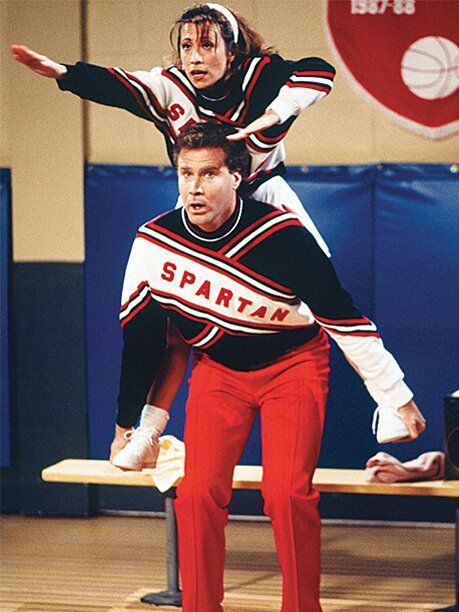 No. 24: Will Ferrell and Cheri Oteri as Spartan Cheerleaders (1995) Snl Halloween, Will Ferell, Mary Katherine Gallagher, Spartan Cheerleaders, Cheri Oteri, Costumes Male, Snl Characters, Van Down By The River, Kevin Nealon