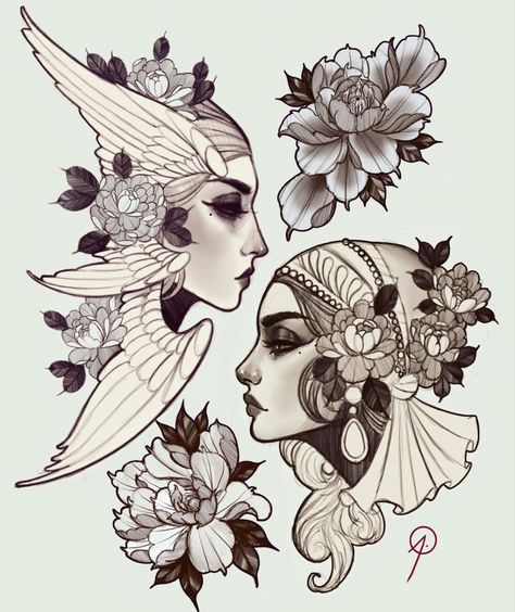 Neo Traditional Art, Female Face Drawing, Instagram Ladies, Traditional Tattoo Design, Tattoo Portfolio, Tattoo Art Drawings, Head Tattoos, Female Tattoo, Tattoo Flash Art