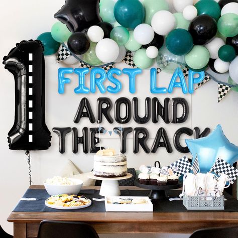 PRICES MAY VARY. Enjoy our Racing Car Fast One Party Banner. Very suitable for Racing Car first birthday, fast one birthday party. Our Racing Car First Birthday Party Decoration will make your party more interesting and immerse your family and guests in an unforgettable experience with value for money. You will get: 1 x First Lap Around The Track letter balloon, 2 x stars balloon, 1 x number 1 balloon, 20 x latex balloons. High-quality, strong and reusable. Beautiful, reusable, saving money. Hav Car Themed Birthday Party Ideas, Race Car Birthday Party Ideas One Year Old, Truck Themed 1st Birthday Party, One Year Old Car Birthday Party, First Birthdays For Boys, One Fast Dude Birthday, First Birthday Fast One, Boys First Bday Themes, Race Car Birthday Decor