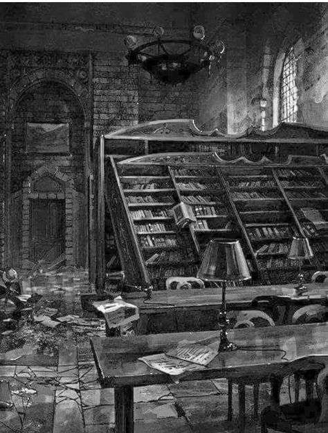 Abandoned library Ruins, Old Abandoned Library, Abandoned Library Art, Library Abandoned, Abandoned Libraries, Creepy Library, Abandoned Library, Haunted Library, Craft Ideas For Home