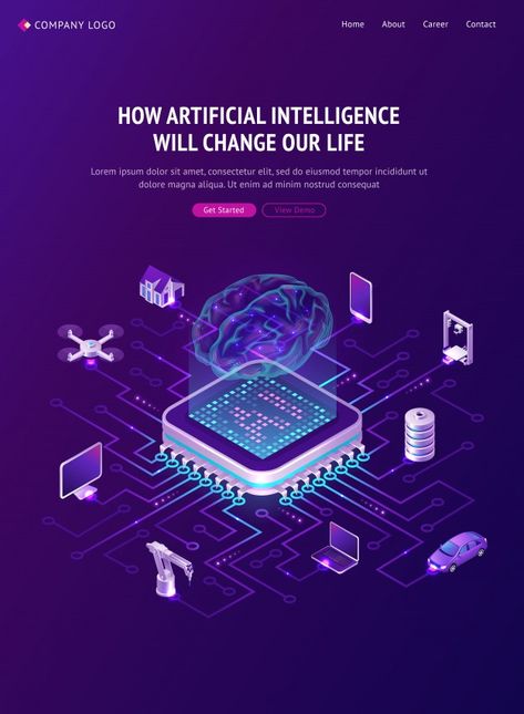 Poster of artificial intelligence | Free Vector #Freepik #freevector #banner #poster #car #abstract Hackathon Poster, Technology Posters, Computer Chip, Isometric Illustration, Quantum Computer, Data Mining, Wireframe, Post Templates, Innovation Technology