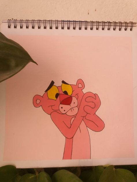 The pink panther Pink Panther Painting Canvas, Pink Panther Sketch, Pink Panther Drawing, Pink Panther Painting, Disney Character Sketches, Disney Drawing Tutorial, Pink Panther Cartoon, Art Du Croquis, The Pink Panther