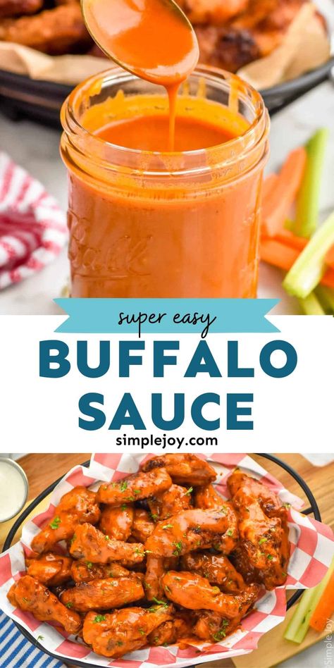 This Buffalo Sauce sauce is a very easy 10 minute recipe that is perfect for wings, and so many other great Buffalo flavored recipes. Buffalo Sauce Recipe Easy, Hot Wing Sauce Recipe, Buffalo Wings Sauce Recipe, Welcome To Usa, Chicken Wing Sauce Recipes, Buffalo Chicken Sauce, Buffalo Sauce Recipe, Hot Wing Recipe, Hot Wing Sauces