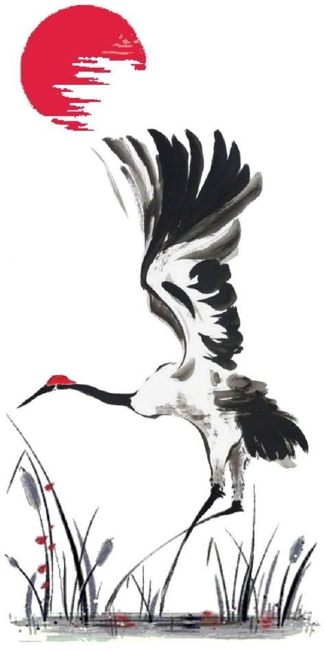 Chinese Painting Animals, Chinese Mural Art, Chinese Bird Painting, Simple Japanese Art, Pictures To Draw On Canvas, Japanese Watercolor Paintings, Draw On Canvas, Japanese Ink Art, Sumie Art