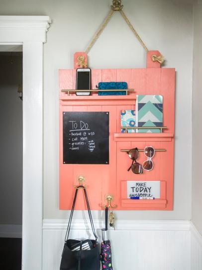 How To Install a Tile "Rug" Within a Hardwood Floor | Interior Design Styles and Color Schemes for Home Decorating | HGTV Upcycling, Milk Crate Storage, Wand Organizer, Diy Wood Floors, Diy Storage Shelves, Diy Organizer, Jewelry Organizer Wall, Small Room Decor, Wall Organizer