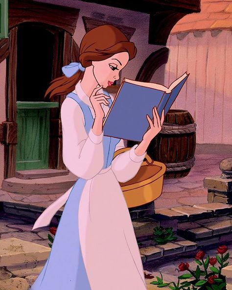 Bell From Beauty And The Beast Aesthetic, Bella Character, Belle Beauty And The Beast Aesthetic, Bell And The Beast, Belle Disney Aesthetic, Belle Reading A Book, Bell Disney Princess, Bell Beauty And The Beast, Disney Bonding