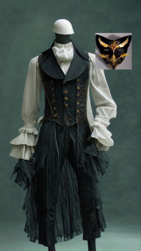 Fancy Butler Outfit, Puppeteer Outfit Male, Nonbinary Royal Outfit, Man Masquerade Outfit, Dark Royal Outfits Male, Magician Aesthetic Outfit Male, Fancy Mens Fashion, Alice In Wonderland Aesthetic Outfit Men, Male Fansty Outfits