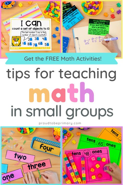 How to Run Math Small Groups Effectively in K-2 Teaching Math First Grade, Hands On Math Centers First Grade, Math Small Groups Second Grade, Kindergarten Math Small Groups, Math Teaching Strategies, 2nd Grade Math Manipulatives, 1st Grade Math Small Groups, Prek Math Small Group Activities, Ela Small Groups Kindergarten