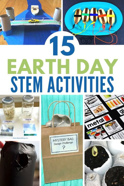 15 fun Earth Day STEM activities. Hands-on lessons about recycling, conservation, and our environment. #stem #earthday #steam #stemeducation Earth Day Stem Activities, Earth Day Stem, Steam Activities Elementary, Earth Day Games, Sustainability Activities, Environment Activities, Earth Science Activities, Earth Activities, Elementary Stem Activities