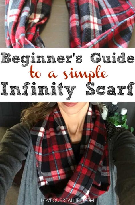 Fleece Infinity Scarf Diy, Diy Infinity Scarf, Infinity Scarf Tutorial, Sewing Scarves, Scarf Sewing Pattern, Infinity Scarfs, Buffalo Check Fabric, Flannel Scarves, True Confessions