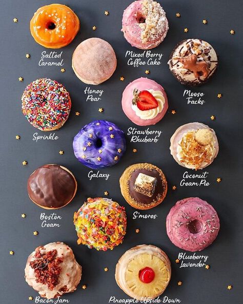 Deviant Donuts - Official Website Different Donuts Ideas, Creative Doughnut Ideas, Donut Flavour Ideas, Different Donut Flavors, Donuts Flavors Ideas, Assorted Donuts Aesthetic, Cool Donuts Ideas, Fancy Donuts Recipes, Fruit Donuts Ideas