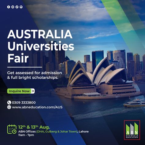 🤝 Join us & get admission in Australian top universities, Our expert counselors will provide you all services mentioned below;​ ✅ Course selection.​ ✅ Documents submission.​ ✅ University admission.​ ✅ VISA guidance & much more.​ ​ 🗓️ 12th & 13th August 2020, (Wed & Thur).​ 🕑 11.00 AM - 07.00 PM.​ ​  🎓 Scholarships are available ​​ 👉 For more details call us at ☎️ 03093333400.​ ​ #australia #canada #studyabroad #counselling #counsultant #education #educationalconsutants Window Ads, Instagram Grid Design, Facebook Ads Design, Admissions Poster, Australia Immigration, Education Poster Design, Education Banner, Ads Creative Advertising Ideas, Banner Design Inspiration