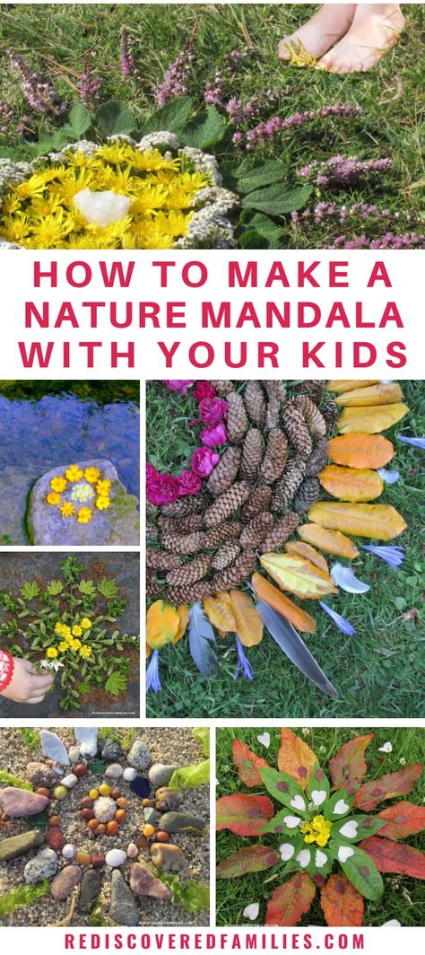 Nature Walk Activities For Adults, Nature, Mandalas, Outdoor Education Ideas, Nature School Crafts, Beltane Activities For Kids, Nature Craft Ideas For Kids, Nature Education Activities, Nature Mandala Art