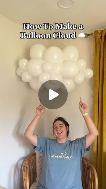 Diy Clouds Decorations, Cloud Baby Shower Theme, Simple Balloon Decoration, Balloon Cloud, Cloud Tutorial, Cloud Party, Cloud Theme, Twinkle Twinkle Baby Shower, Idee Babyshower