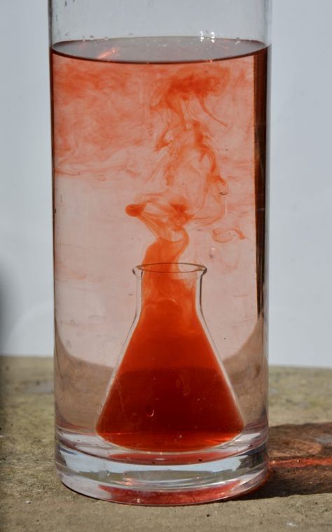 Create a convection current with warm and cold water. A great activity for learning about heat transfer. Heat Transfer Activities, Conduction Convection Radiation, Underwater Volcano, Convection Currents, Science Demonstrations, Water Experiments, Tectonic Plates, Cool Experiments, Simple Science