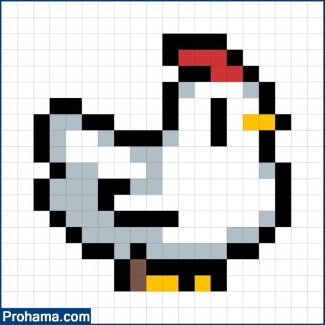 Chicken Pixel Art | 16x16 Pixel Art | Simple Pixel Art Stardew Chicken Pixel Art, Pixel Art Pattern 16x16, Perler Chicken, Simple Grid Art, Simple Pixel Art Grid, Giraffe Pixel Art, Jjba Pixel Art, Sheep Pixel Art, Chicken Pixel Art