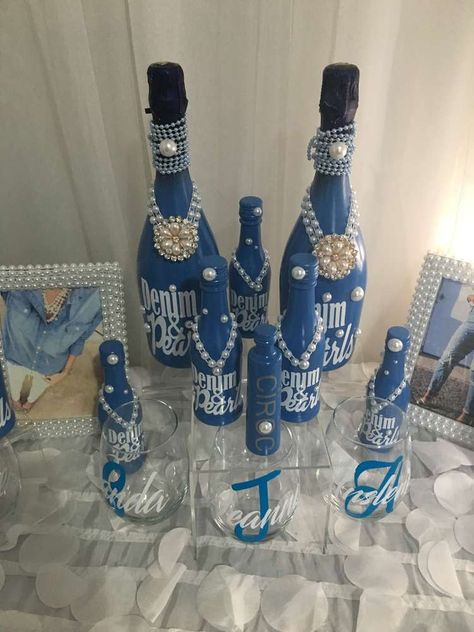 Jeans Party Decoration, Denim And Diamonds Party Favors, Pearls And Diamonds Party Theme, Pearls Party Theme, Denim And Pearls Party Decorations, Diamonds And Denim Party Decoration, Denim And Pearls Party Ideas, Diamonds Party Theme, Denim Diamonds Theme Party