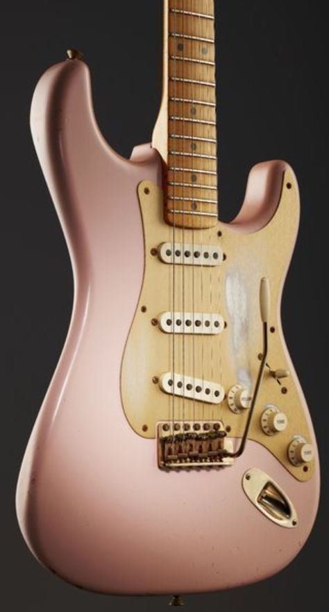 Fender 56 Relic Strat Shell Pink Pink Stratocaster, Best Guitar Players, Stratocaster Guitar, Custom Electric Guitars, Learning Guitar, Cool Electric Guitars, Guitar Collection, Shell Pink, Guitar Gear