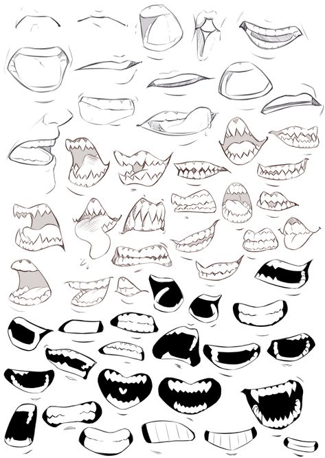 Drawing mouth Cool Mouth Drawings, Mouth Drawing Expression, Mouth Yelling Reference, Mouth Shouting Drawing, Manga Mouth Expressions, Anime Mouth Screaming, Human Mouth Drawing, Mouth Practice Drawing, Manga Mouth Female