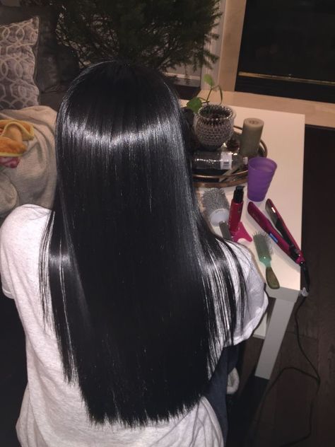 Long Black Hair Straight, Long Layers Black Hair, Pitch Black Hair, Long Black Straight Hair, Black Hair Straight, Medium Black Hair, Black Straight Hair, Black Long Hair, Hair Keratin