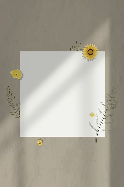 Cream wall shadow blank paper frame background with yellow flower decor | free image by rawpixel.com / PLOYPLOY Flower Frame Design, Wall Shadow, Quote Background, Sunflowers Background, Paper Background Design, Instagram Photo Frame, Free Illustration Images, Cream Walls, Powerpoint Background Design