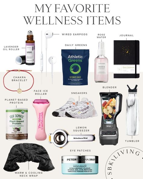 HEALTH / I'm sharing my favorite wellness items including a complete list of daily healthy habits that literally changed my life! Check out the details and how you can get started with just a few things and minutes a day. | SBK Living Wellness Lifestyle Aesthetic, Health Goals List, Wellness Wishlist, Health Wellness Aesthetic, Wellness Tools, Self Care Essentials, Wellness Day, Wellness Aesthetic, Wellness Habits