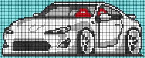 Car Alpha Pattern, Car Perler Beads, Car Pixel Art, Pixel Art Car, Car Crochet Pattern, Pixel Art Logo, Frs Scion, Pixel Art 32x32, 32x32 Pixel Art Grid