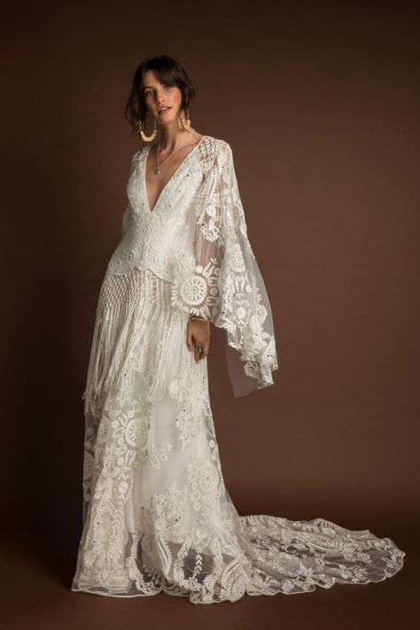 Rue De Seine Medina Gown  | Junebug Weddings Western Wedding Dresses, Mode Boho, Bohemian Wedding Dress, Bohemian Wedding Dresses, Wedding Dresses Romantic, Boho Bride, 여자 패션, Bohemian Wedding, Boho Wedding Dress