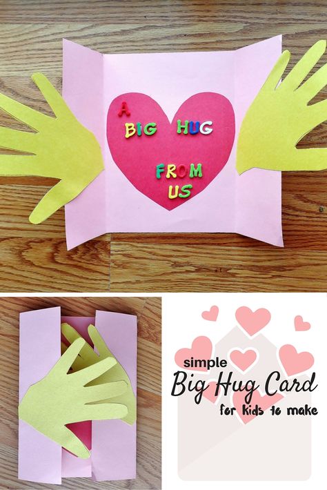 Hug Card, Mothers Day Card Template, Grandparents Day Crafts, Teachers Day Card, Diy Mother's Day Crafts, Birthday Card Craft, Valentine Crafts For Kids, Big Hug, Birthday Crafts