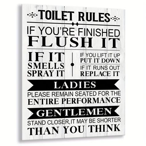 Bathroom Wall Art Rustic Funny Toilet Rules Prints Signs Unframed Wood Brown Or White Background Bath Room Hd Picture Artwork Home Decor Toilet Rules 8 X 10 In No Frame | 24/7 Customer Service | Temu Toilet Rules, Bathroom Canvas, Bathroom Artwork, Wood Wall Plaques, Eid Al-adha, Bathroom Rules, School Supply Labels, Bathroom Pictures, Eid Al Adha