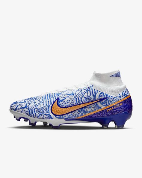 Nike Zoom Mercurial Superfly 9 Elite CR7 FG Firm-Ground Soccer Cleats. Nike.com Cr7 Boots Football, Mbappe Cleats, Ronaldo Boots, Cr7 Boots, Custom Football Cleats, Nike Ronaldo, Cool Football Boots, Best Soccer Cleats, Football Bag