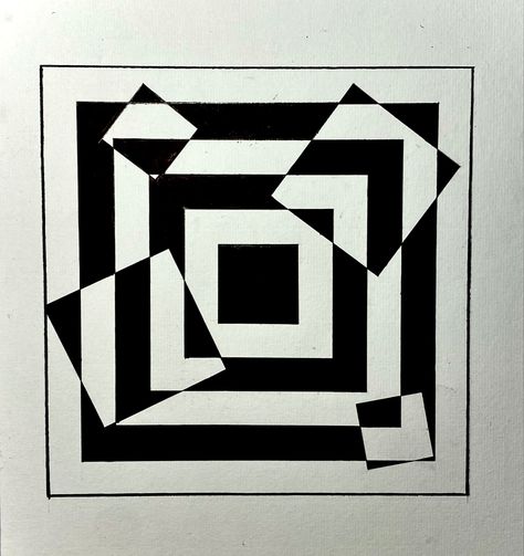 Square Pattern Drawing, Easy Illusion Art, Optical Illusions Art Easy, Illusion Art Creative, Geometric Optical Illusions, Optical Illusions Drawings Easy, Easy Op Art, Optical Illusion Pattern, Optical Illusions Drawings