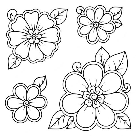 Easy Stencil Patterns, Simple Mandala Tattoo, Indian Drawing, Mehndi Flower, Easy Flower Drawings, Henna Drawings, Alphabet Tattoo Designs, Flower Pattern Drawing, Easy Mandala Drawing