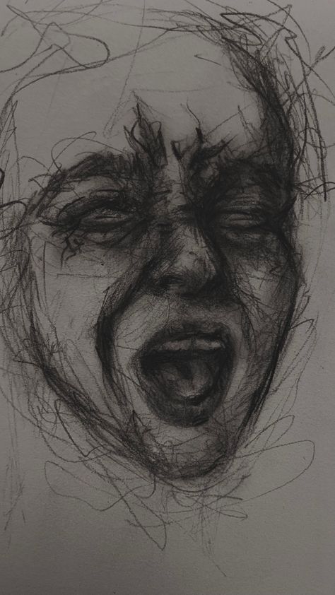 scream, drawing, pencil drawing, face Screaming Face Sketch, How To Draw Screaming Face, Rotting Face Drawing, Mad Drawing Face, How To Draw Someone Screaming, Screaming Reaction Pic Drawing, Side Profile Screaming Drawing, Screaming Face Painting, Worried Face Drawing