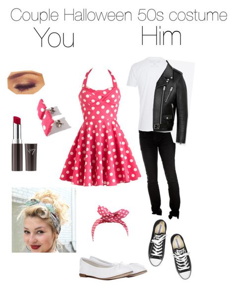 "50s Halloween couple costume" by missy522 ❤ liked on Polyvore featuring Repetto, Boots No7, Brian Lichtenberg, Yves Saint Laurent and Converse 1950s Couple Costume, 1950s Halloween Costume, 50s Halloween Costumes, 50s Halloween, 1950’s Costume, 50s Costume, Couple Cosplay, New Halloween Costumes, Halloween Couple