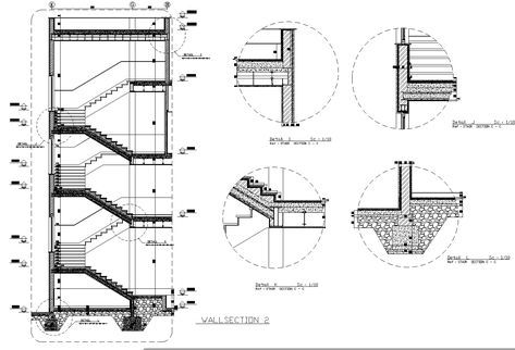 Detail stair plan. Sections of stairs with wall detailing, raiser detailing, and many more. Sections with dimensions and details. Pedestal Drawing, Stairs Section, Stairs Floor Plan, Wall Detailing, Stair Design Architecture, Construction Details Architecture, Wall Section Detail, Stair Plan, Detail Arsitektur