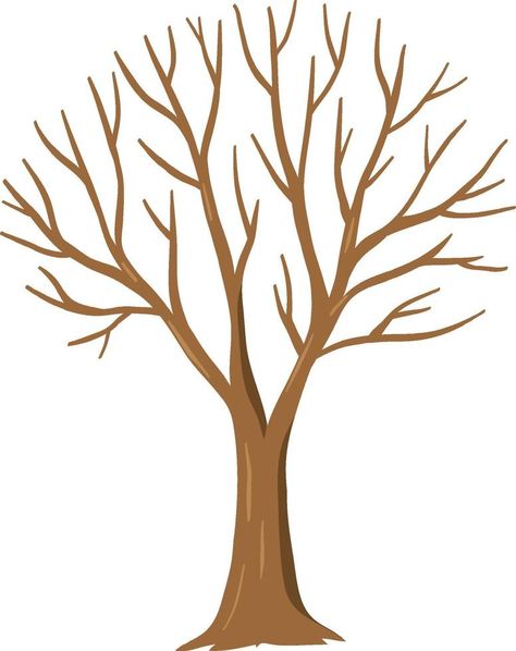 Tree Without Leaves, Tree Drawing Simple, Tree Template, Cartoon Trees, Picture Tree, Tree Templates, Simple Tree, Leaves Illustration, Leaf Clipart