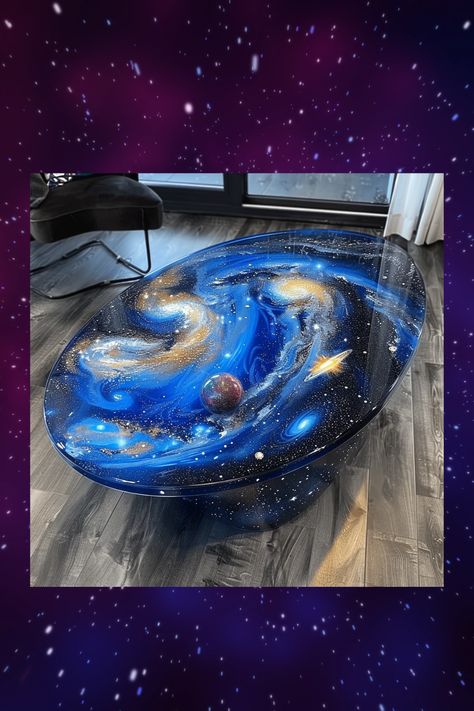 Add a cosmic touch to your home with stunning epoxy galaxy coffee tables! 🌌✨ Elevate your decor with these celestial-inspired pieces. #EpoxyArt #GalaxyDecor #HomeDesign #InteriorInspiration #CelestialStyle Galaxy Resin Art, Resin Galaxy, Galaxy Resin, Galaxy Decor, Resin Countertops, Lilo And Stitch Drawings, Stitch Drawing, Epoxy Table, Resin Furniture