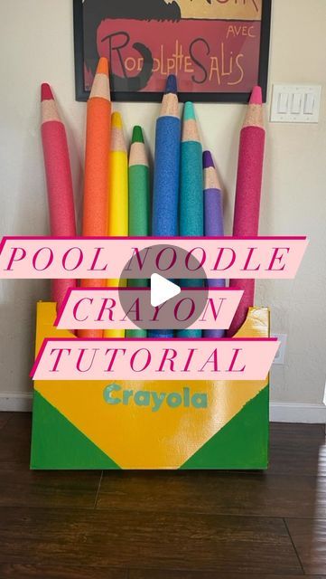 Mrs. B on Instagram: "Sharing how I made these adorable pool noodle crayons again because someone just asked me about them today. I love they add character and dimension to my classroom walls. 🖍️ @teacherslovehacks   #teachertutorial #classroomdecor #classroomsetup #diy #crayola #teacher #reachersofinstagram #teachersfollowteachers #teachertips #teacherhacks #firstgradeteacher #firstgrade #teacherslovehacks" Pool Noodle Crayons, Pool Noodle Rainbow, Pool Noodle Ideas, Crayon Decorations, Crayon Themed Classroom, Noodle Art, Noodles Ideas, Pool Noodle Crafts, Parade Ideas