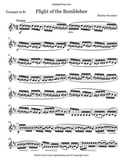 Rimsky-Korsakov - Flight of the Bumblebee Free Flute Sheet Music, Flight Of The Bumblebee, Alto Sax Sheet Music, Tenor Saxophone Sheet Music, Alto Saxophone Sheet Music, Akordy Gitarowe, Free Printable Sheet Music, Jazz Trumpet, Banjo Music