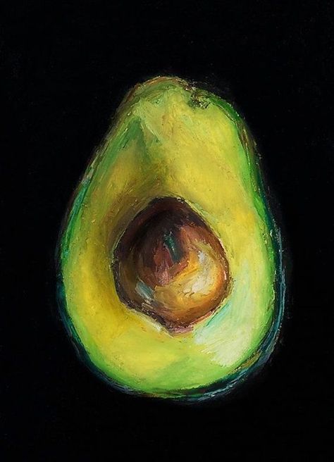 Konst Designs, Avocado Art, Hur Man Målar, Siluete Umane, Oil Pastel Paintings, Oil Pastel Art, Oil Pastel Drawings, Fruit Painting, Tableau Art