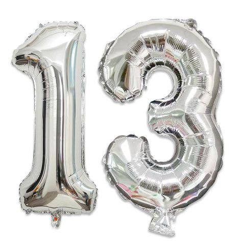 PRICES MAY VARY. 【40" Round Inflatable Number 13 Balloons】 You'll get 40" jumbo number 13 luminum foil balloons, the giant number 13 balloon is a good idea to 13th birthday party or 13th anniversary events decorations. 【High Quality】The number 13 balloons is made of excellent quality aluminum foils, these balloons for 13th birthday party are durable, thick and have uniform color. You can fill the balloons with air or with hydrogen and helium to make them float. makes the most eye-catching at any 13th Birthday Party Decorations, 13 Balloons, 13th Birthday Party, Events Decorations, 13th Anniversary, Number 13, 13th Birthday Parties, Anniversary Event, 13th Birthday