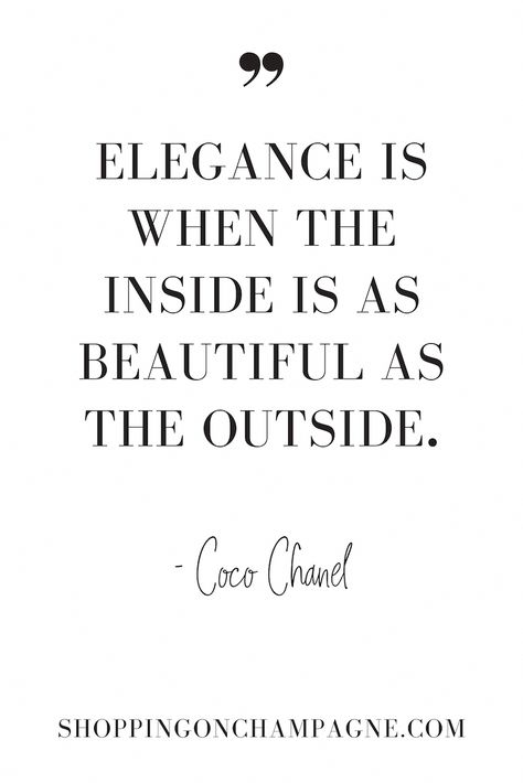 "Elegance is when the inside is as beautiful as the outside." - Coco Chanel #quote #fashionquote #dailyquote #inspirationalquotesforwomen Beauty Is On The Inside Quotes, Chanel Vibes Wallpaper, Designer Wall Decor, Coco Chanel Quotes Aesthetic, Chanel Quotes Wallpaper, Chanel Quotes Classy, Coco Chanel Aesthetic Wallpaper, Chanel Quotes Inspiration, Coco Chanel Quotes Wallpaper