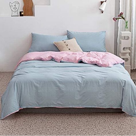 Pink And Blue Bedding, Cozy Bedding Sets, Pink Bedding, Cozy Bedding, Blue Bedding, Room Inspiration Bedroom, Bed Duvet Covers, Queen Duvet Covers, Cozy Bed