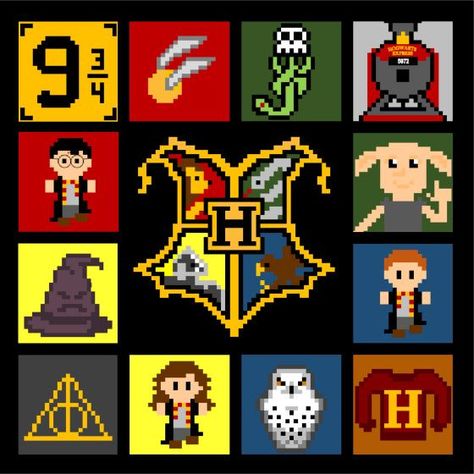 harrypotterblanket Tricot Harry Potter, Harry Potter Cross Stitch, Graphghan Patterns, Harry Potter Cross Stitch Pattern, Harry Potter Blanket, Harry Potter Crochet, Crochet C2c, Theme Harry Potter, Melty Beads