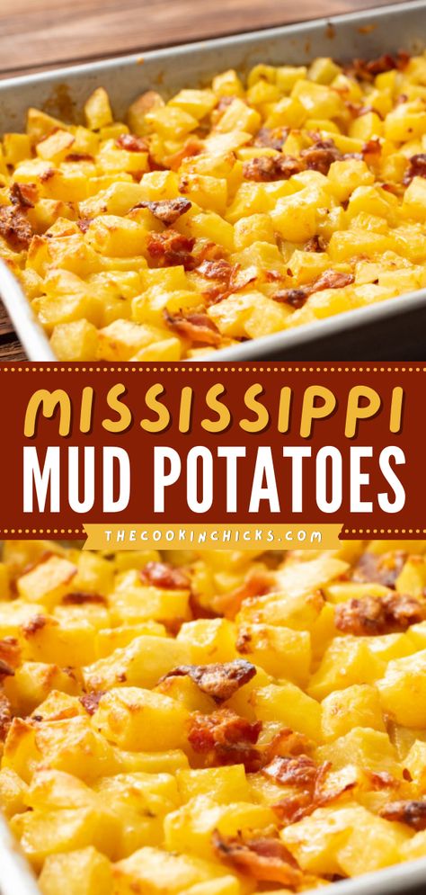 Mississippi Mud Potatoes, Potatoes And Bacon, Potato Side Dishes Easy, The Cookin Chicks, Thanksgiving Turkeys, Barbecue Side Dishes, 2024 Recipes, Mississippi Mud, Easy Potato Recipes